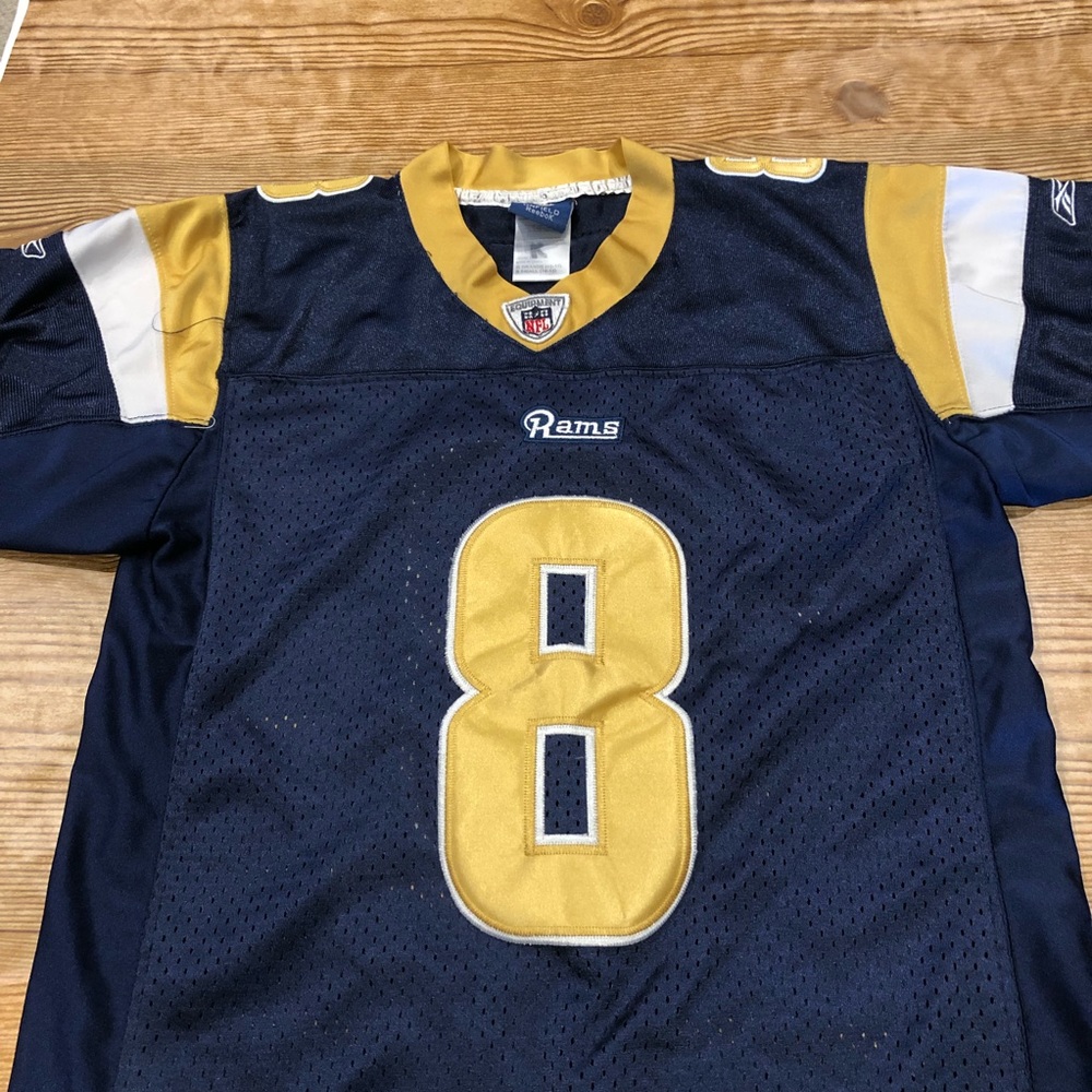 Small youth embroidered reebok Rams Bradford Jersey 8